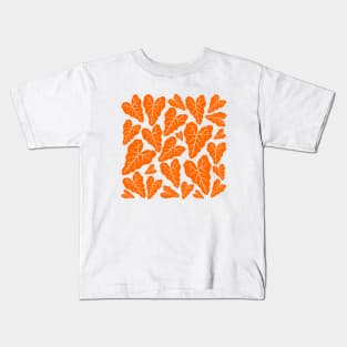 Orange veiny heart shaped plant leaves pattern Kids T-Shirt